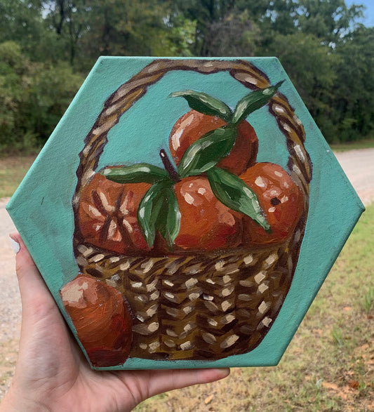 Orange Basket Acrylic Hexagon