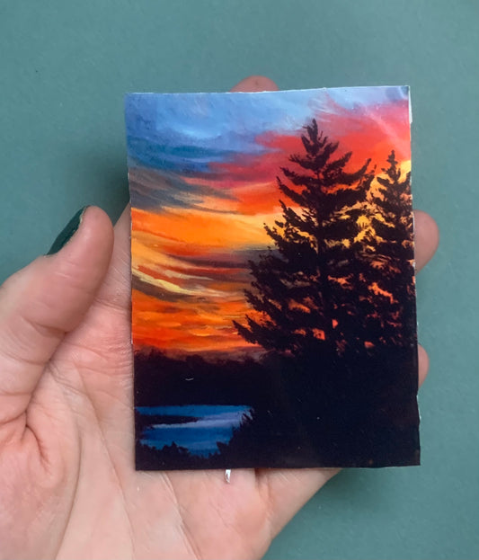 Lake Tree Sunset Sticker