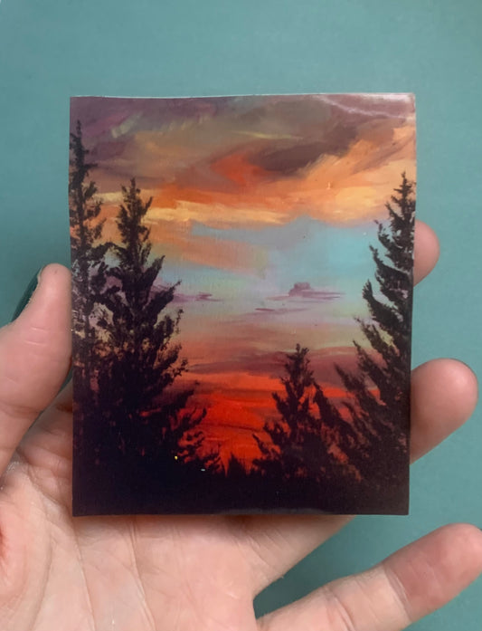 Purple Sunset Tree Sticker