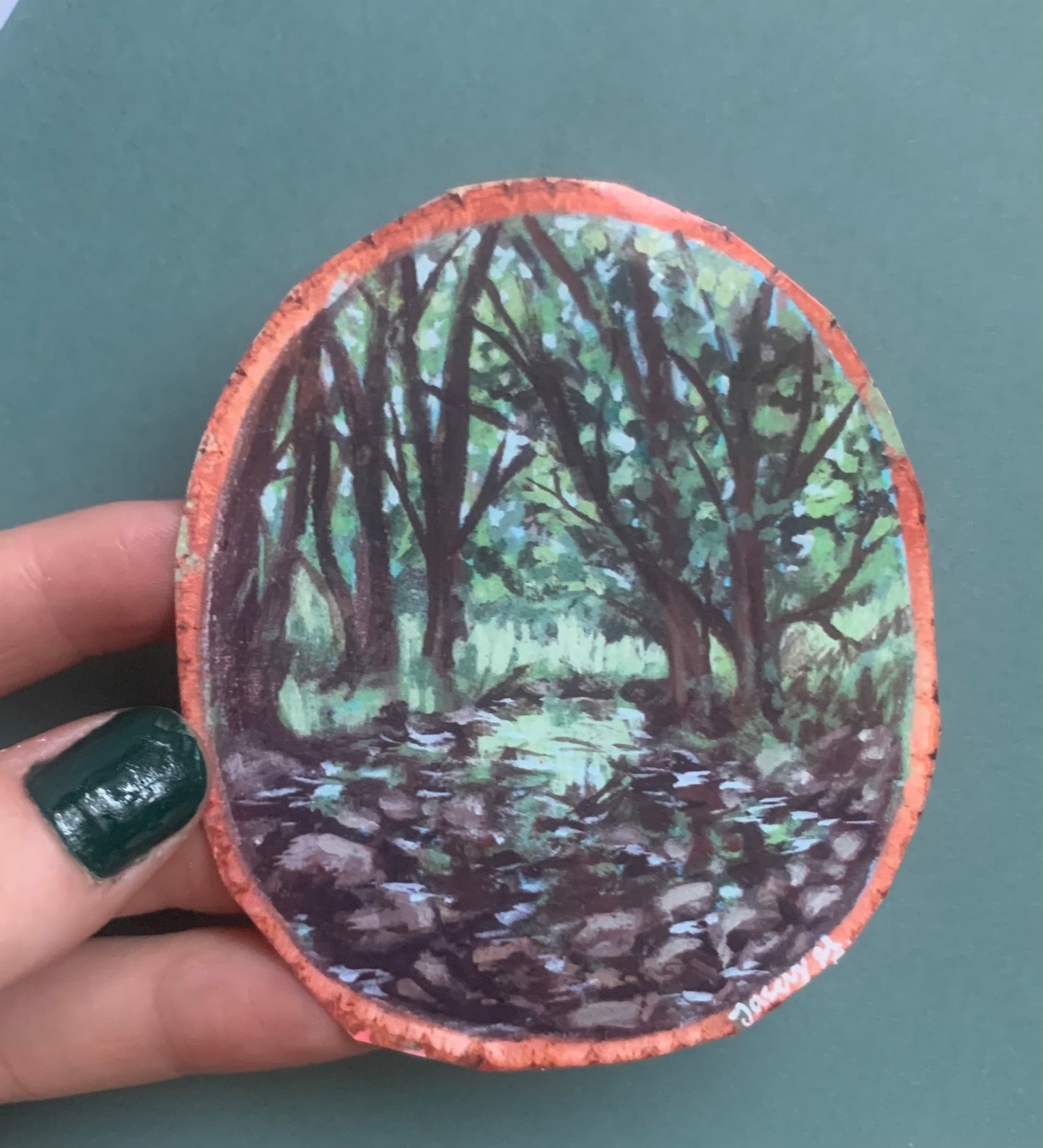 Green Oval Nature Water Reflection Sticker