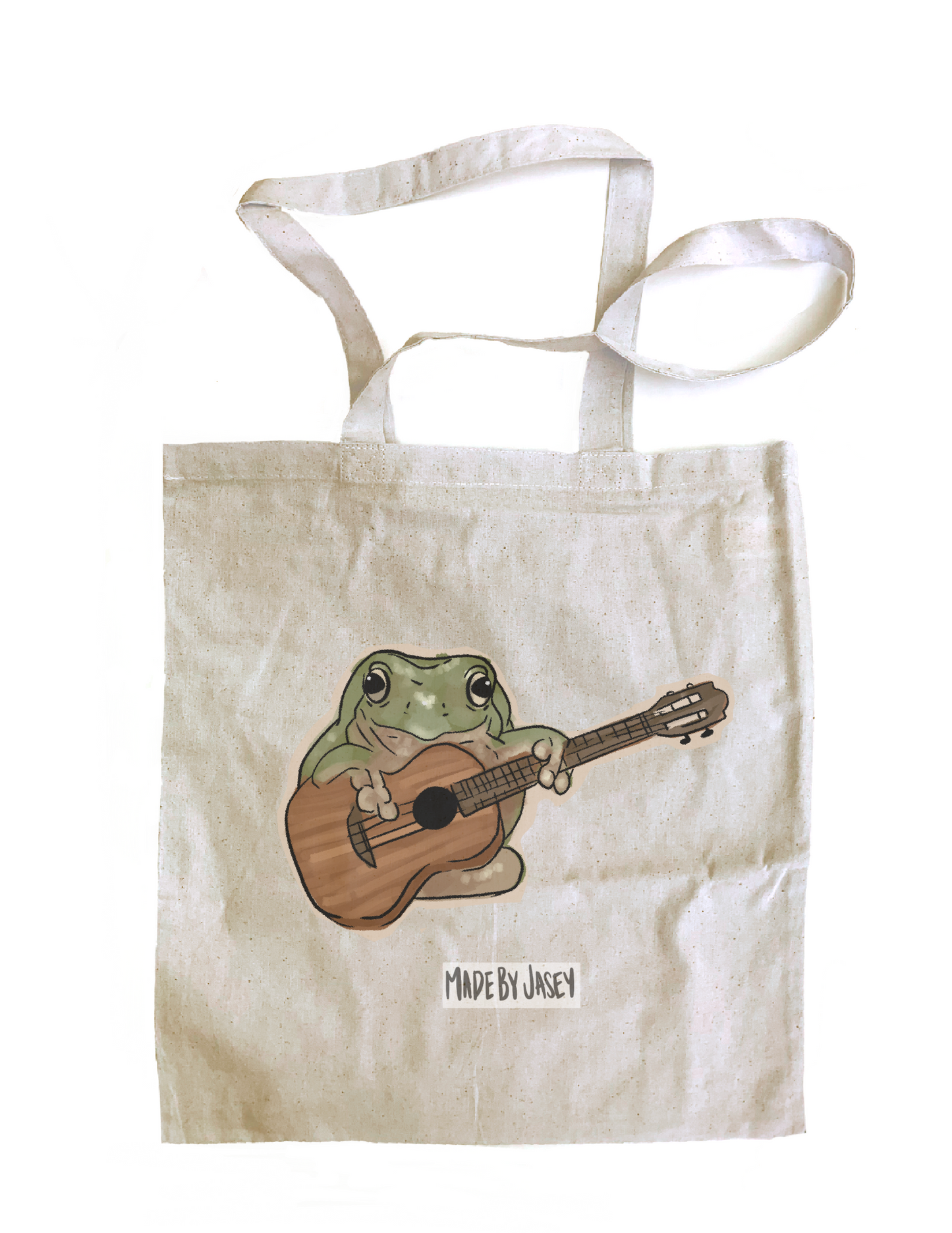 Ukulele Guitar Frog Cotton Tote Bag