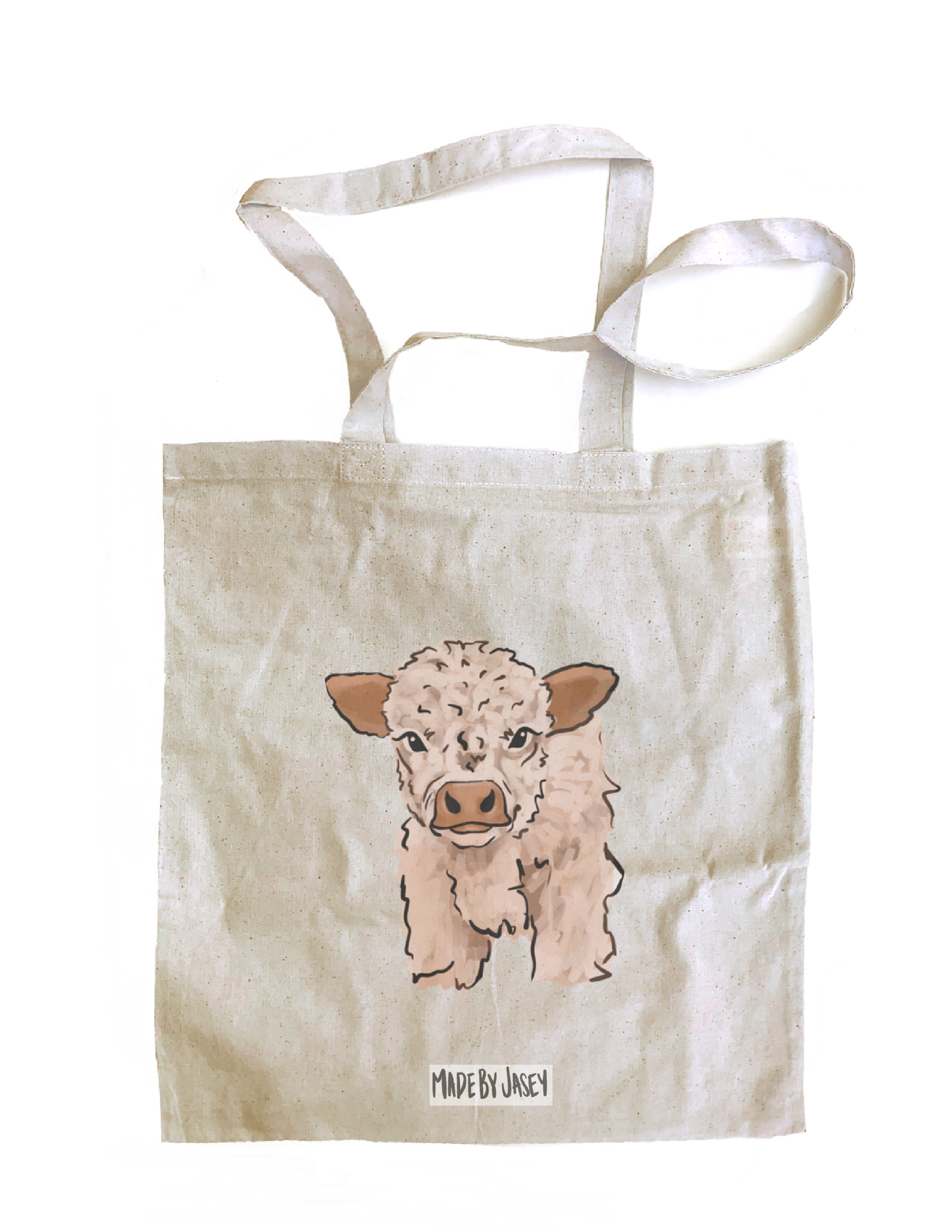 Fluffy Baby Cow (Black, Tan, Pink) Cotton Tote Bag