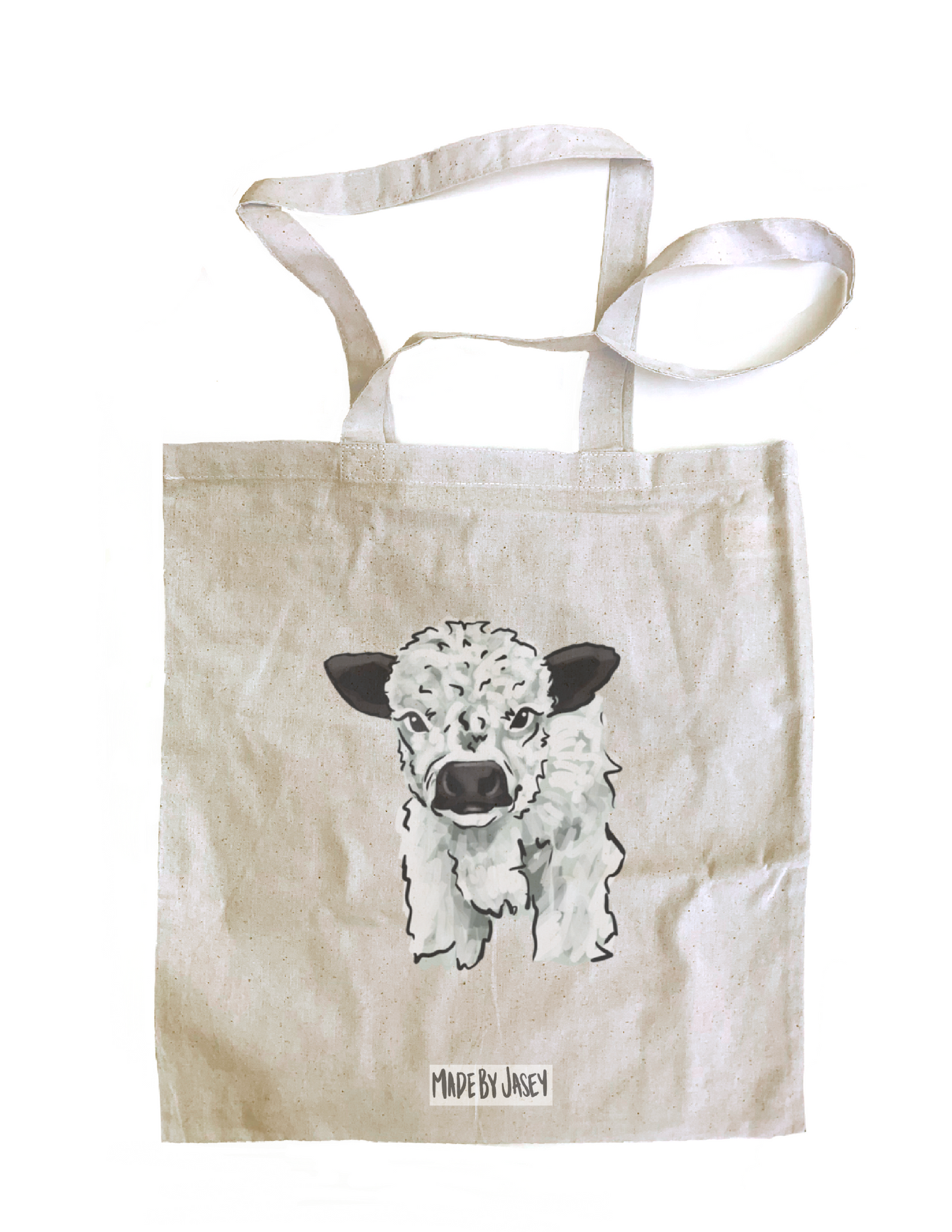 Fluffy Baby Cow (Black, Tan, Pink) Cotton Tote Bag