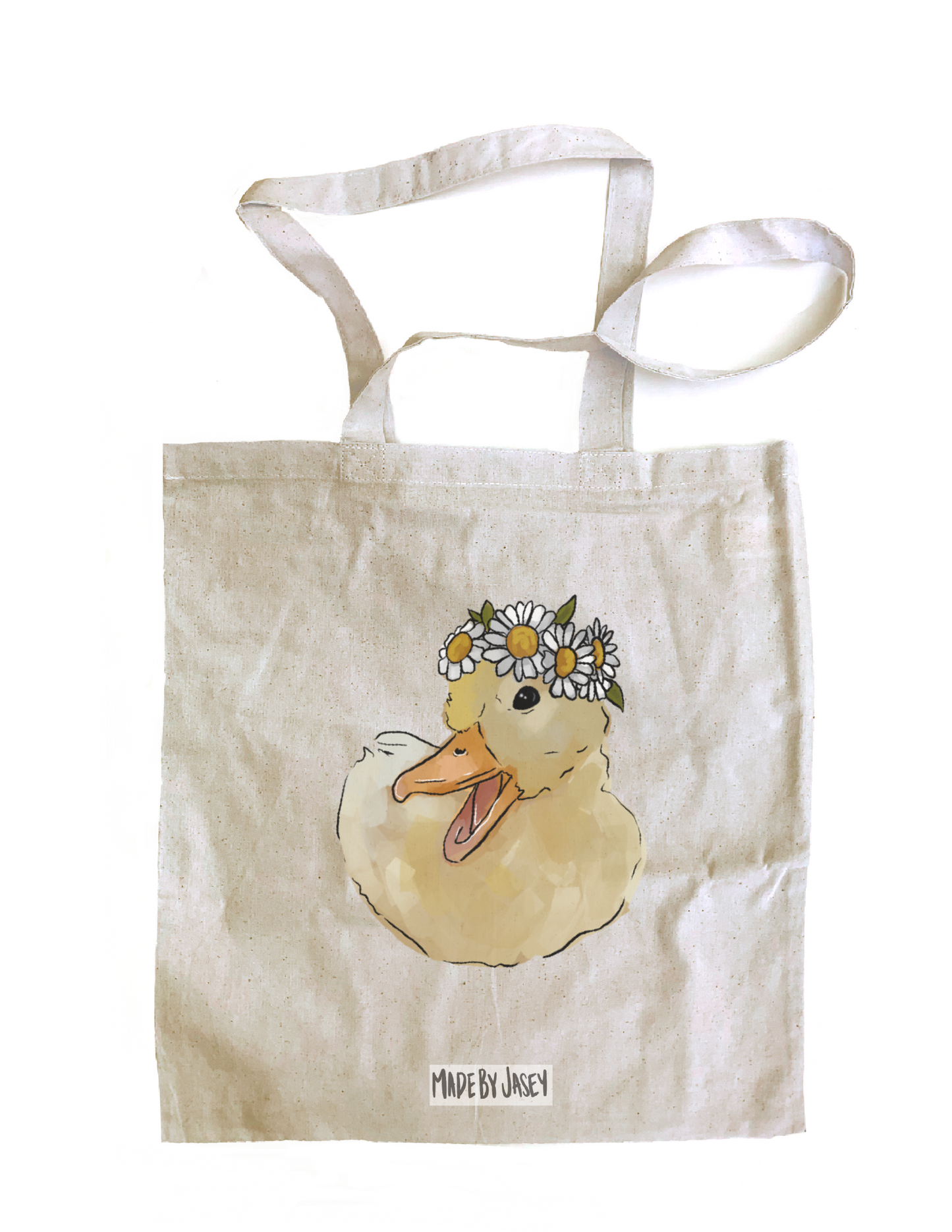 Duck with Daisy Crown Cotton Tote Bag