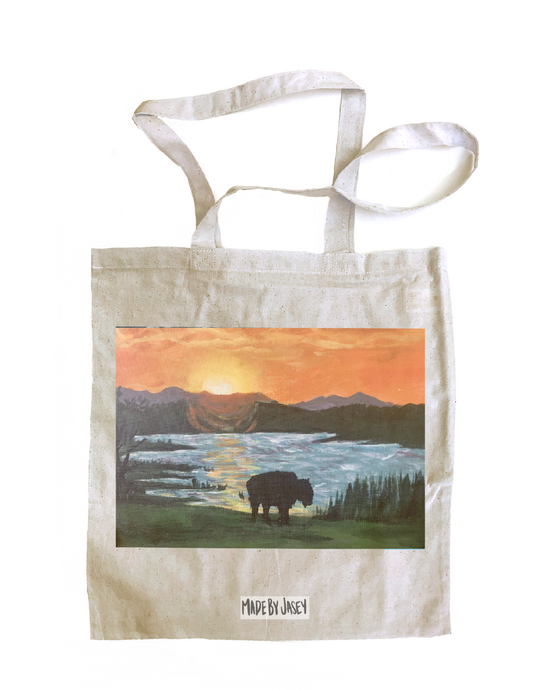 Oklahoma Bison Sunset Landscape  Cotton Tote Bag