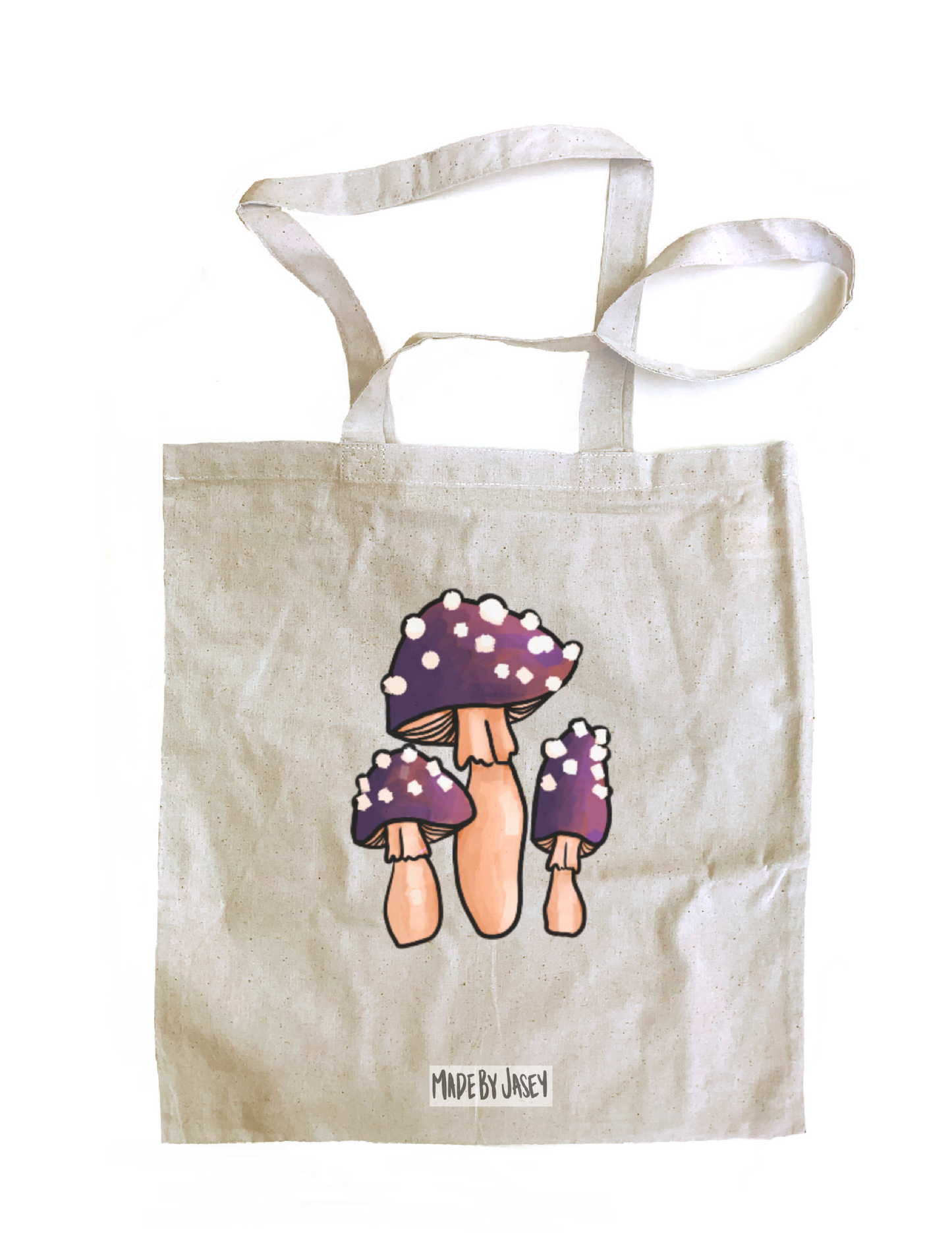 Triple Mushrooms (Red, Purple, Black) Cotton Tote Bag