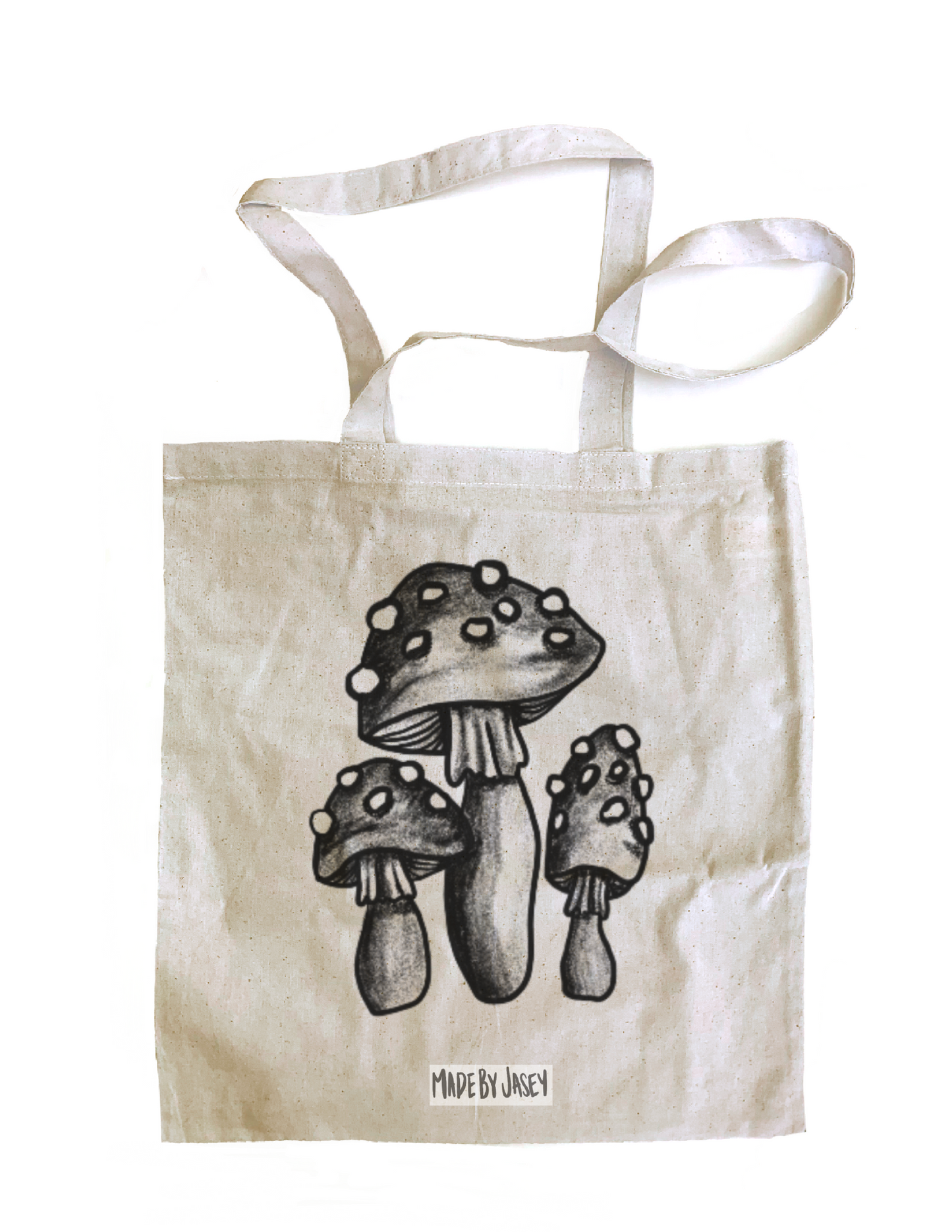 Triple Mushrooms (Red, Purple, Black) Cotton Tote Bag