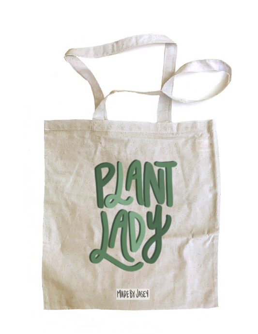 Green Plant Lady Cotton Tote Bag