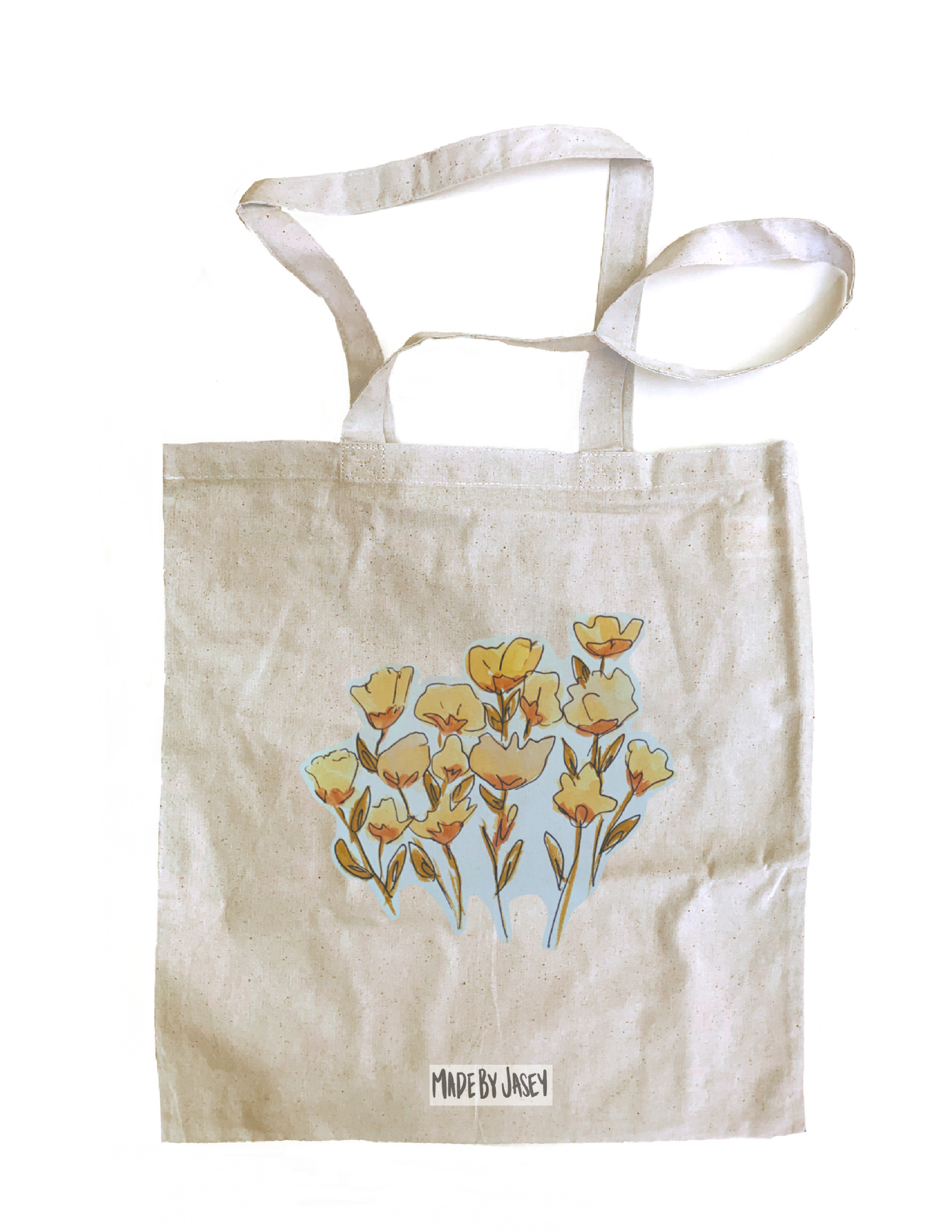 Yellow Watercolor Floral Cotton Tote Bag