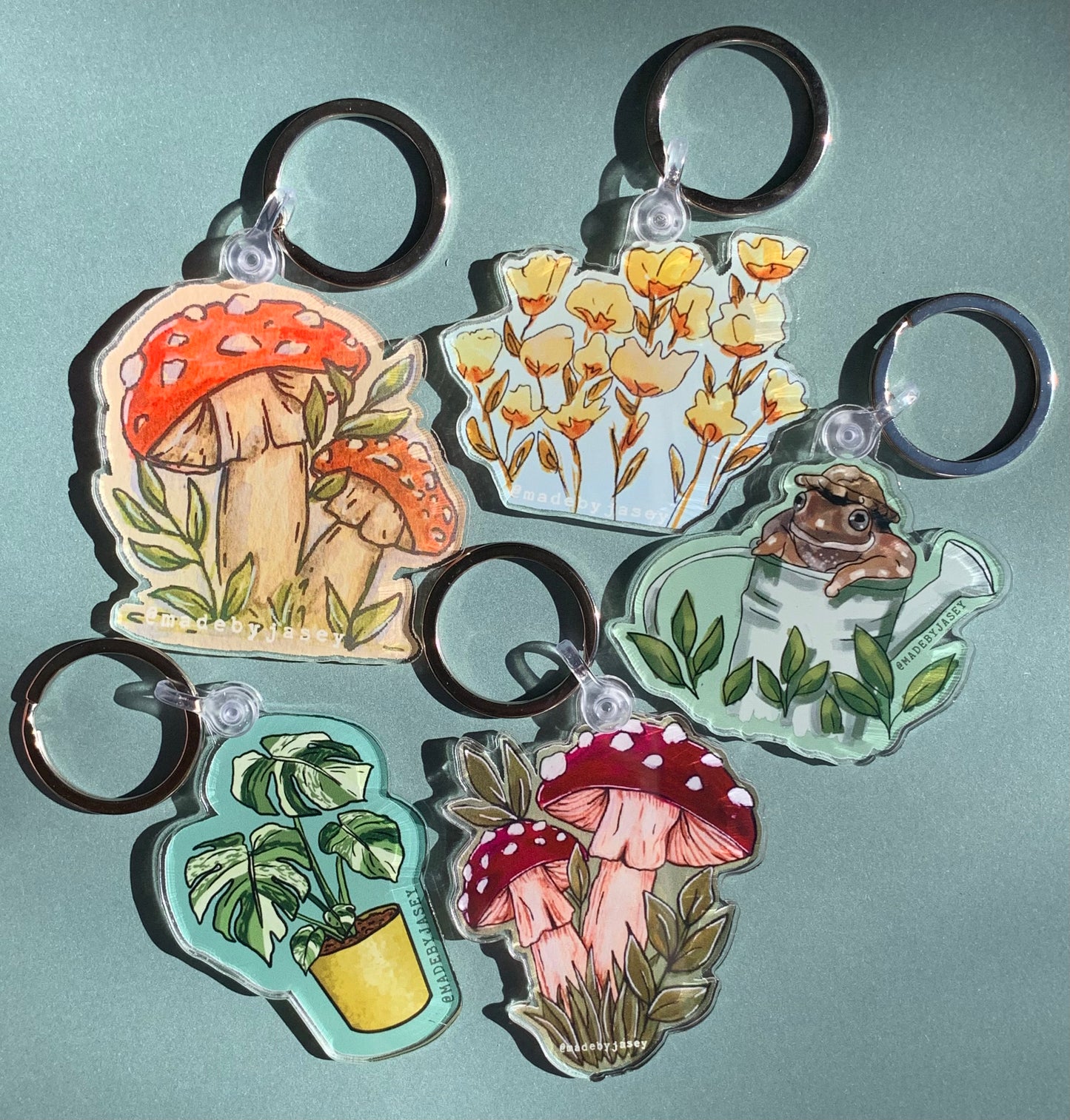 Dark Red Mushroom  Acrylic Keychain