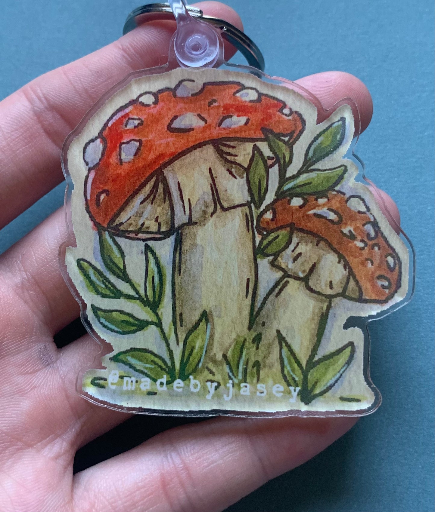 Light Red Mushroom Acrylic Keychain