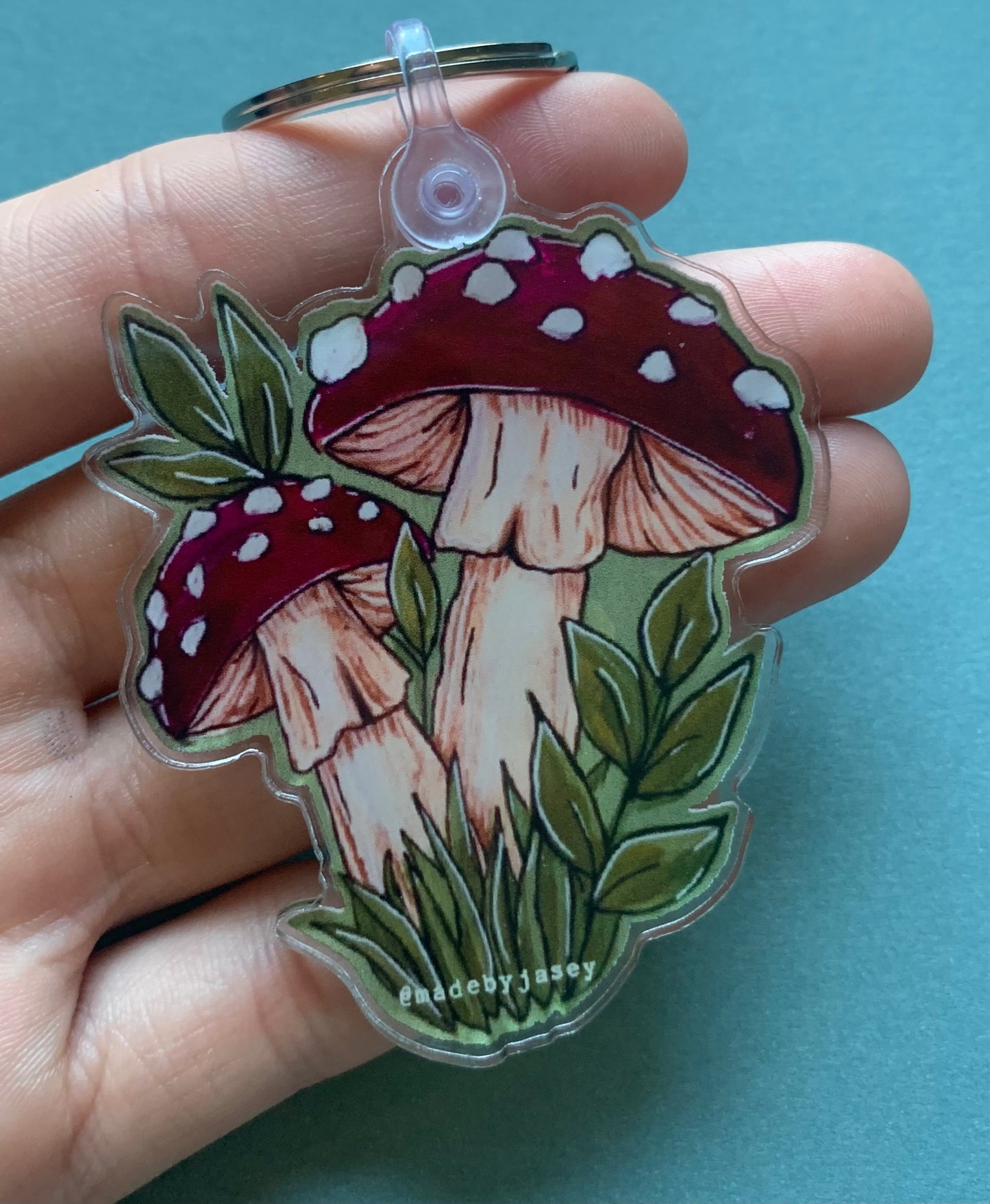 Dark Red Mushroom  Acrylic Keychain