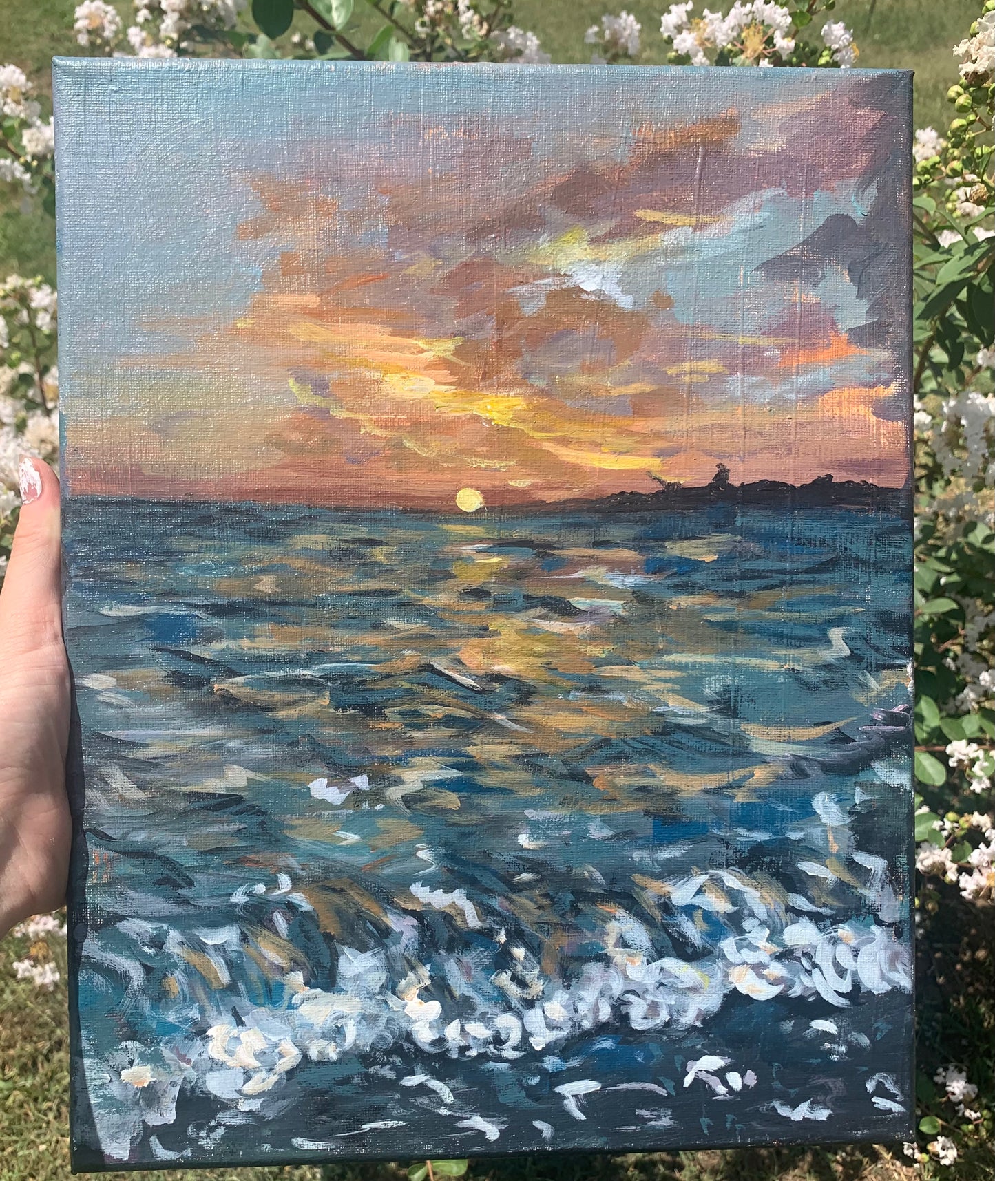 Ocean Beach Sunset Landscape Acrylic Painting