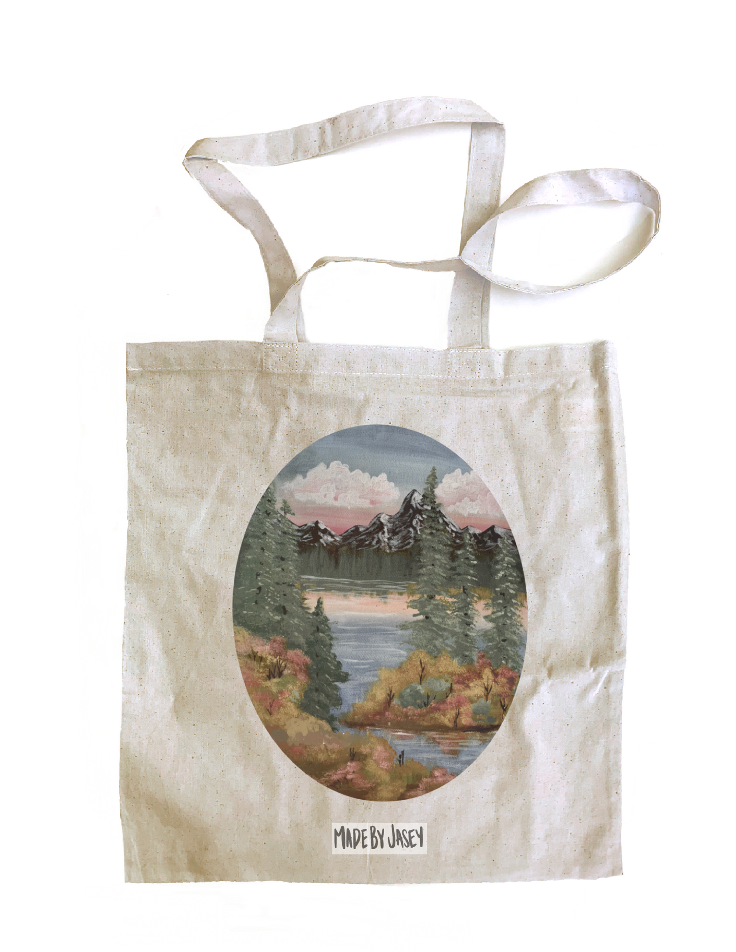 Oval Mountain Autumn Landscape Totebag