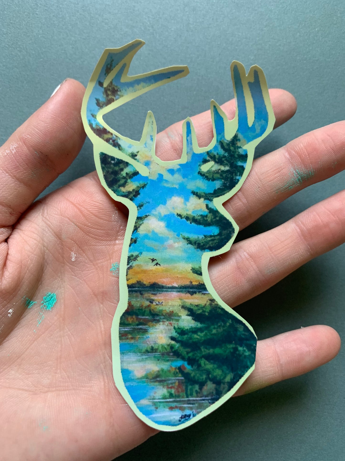 Buck Shaped Landscape Sticker