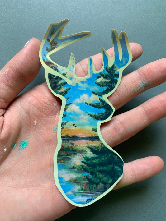 Buck Shaped Landscape Sticker