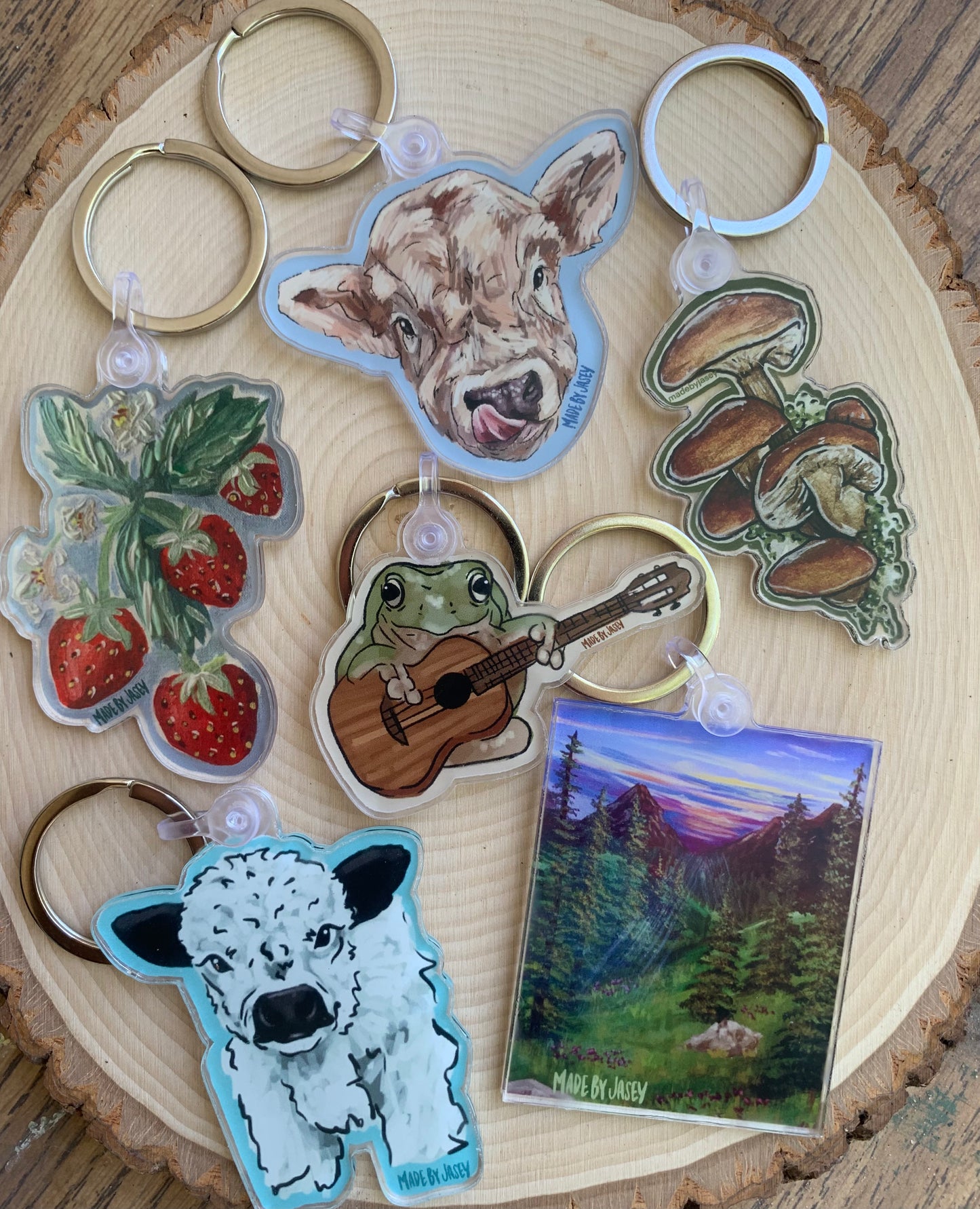 Cow Licking Nostril Acrylic Keychain