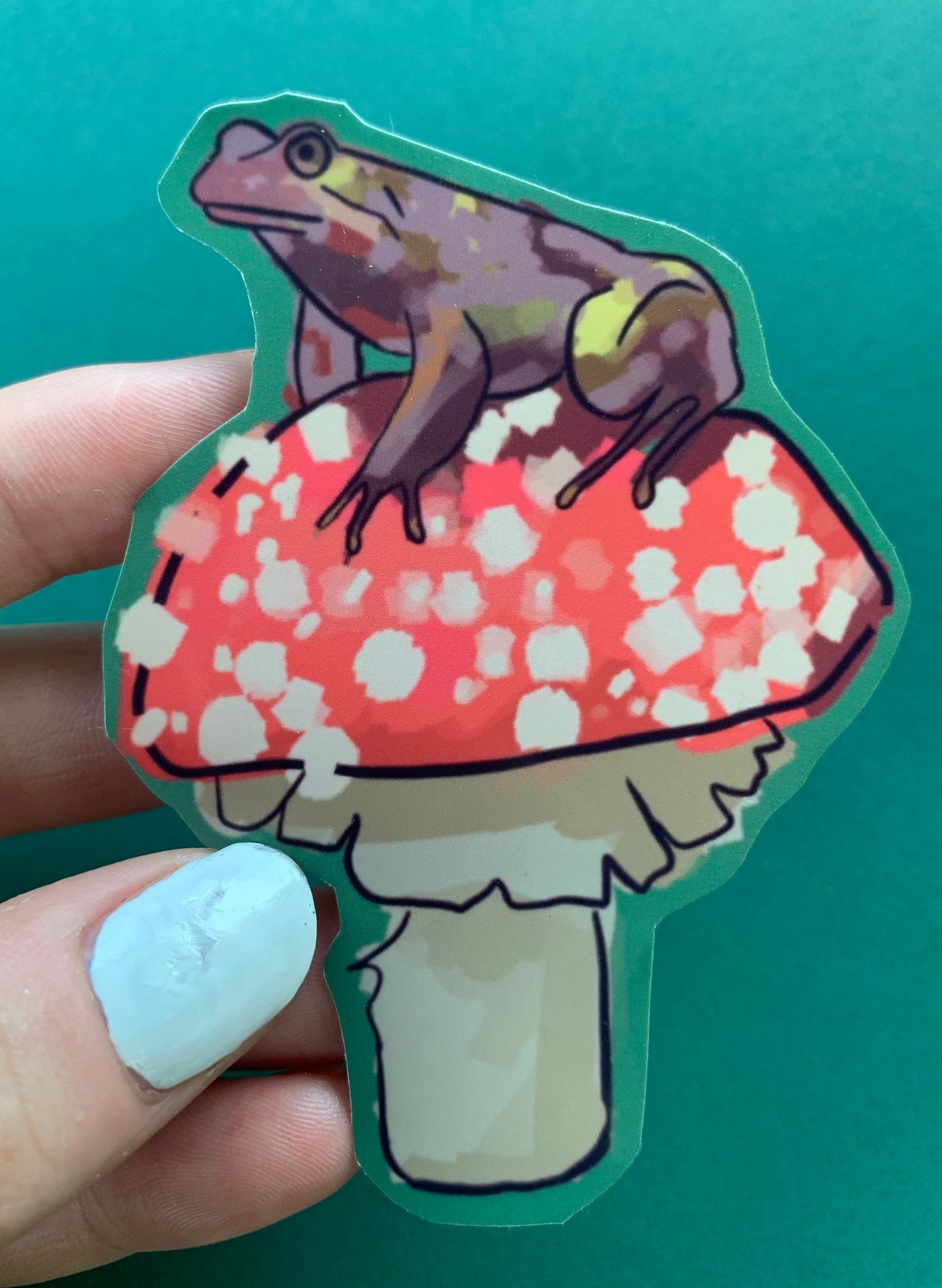 Dark Frog on Mushroom Sticker