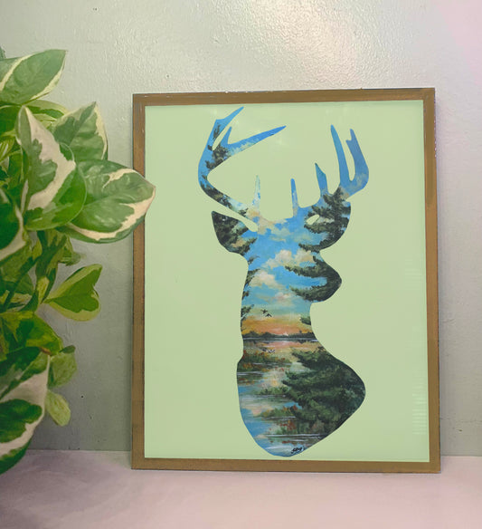 Buck Shaped Landscape Art Print