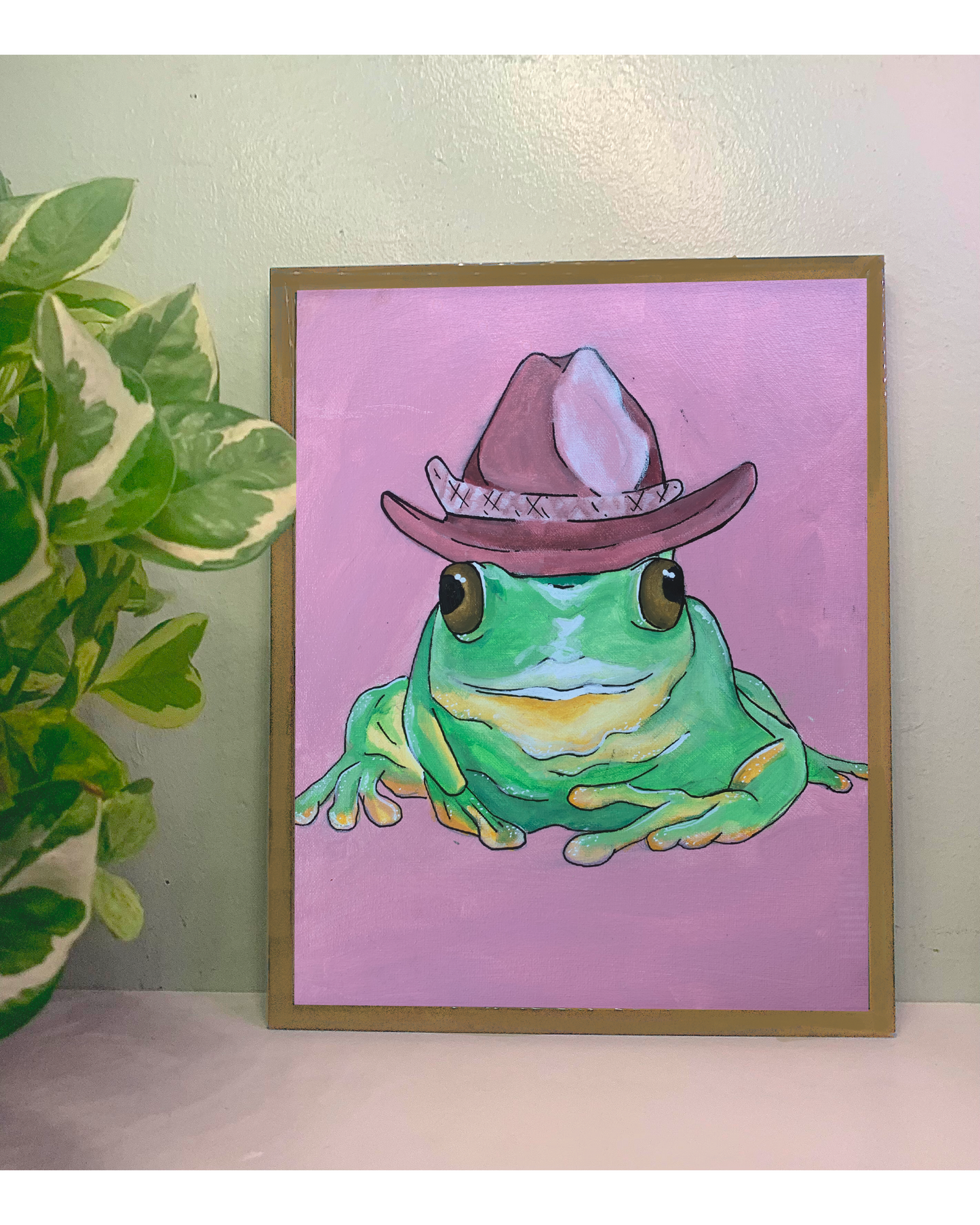 Pink Cowboy Frog Art Print