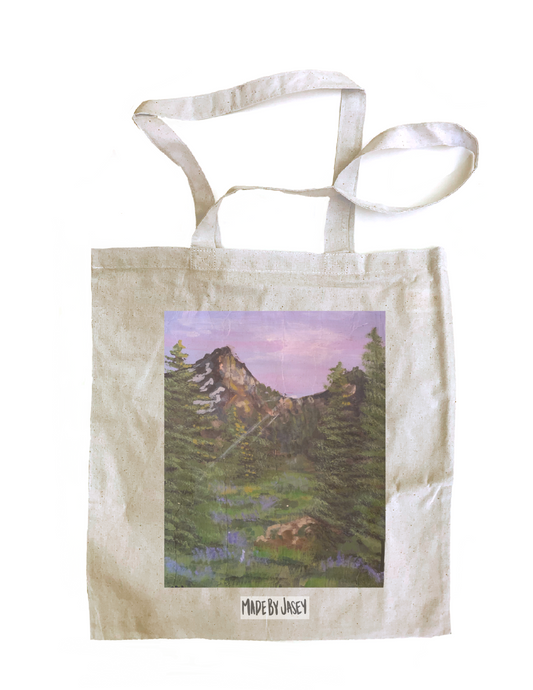 Purple Sunset Mountain Landscape Totebag