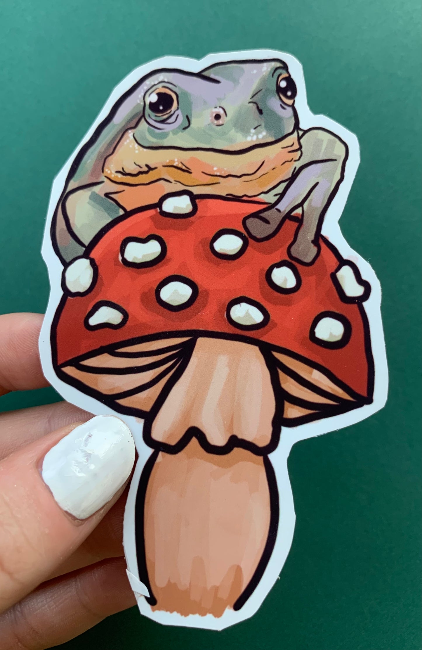 Tree Frog on Mushroom Sticker