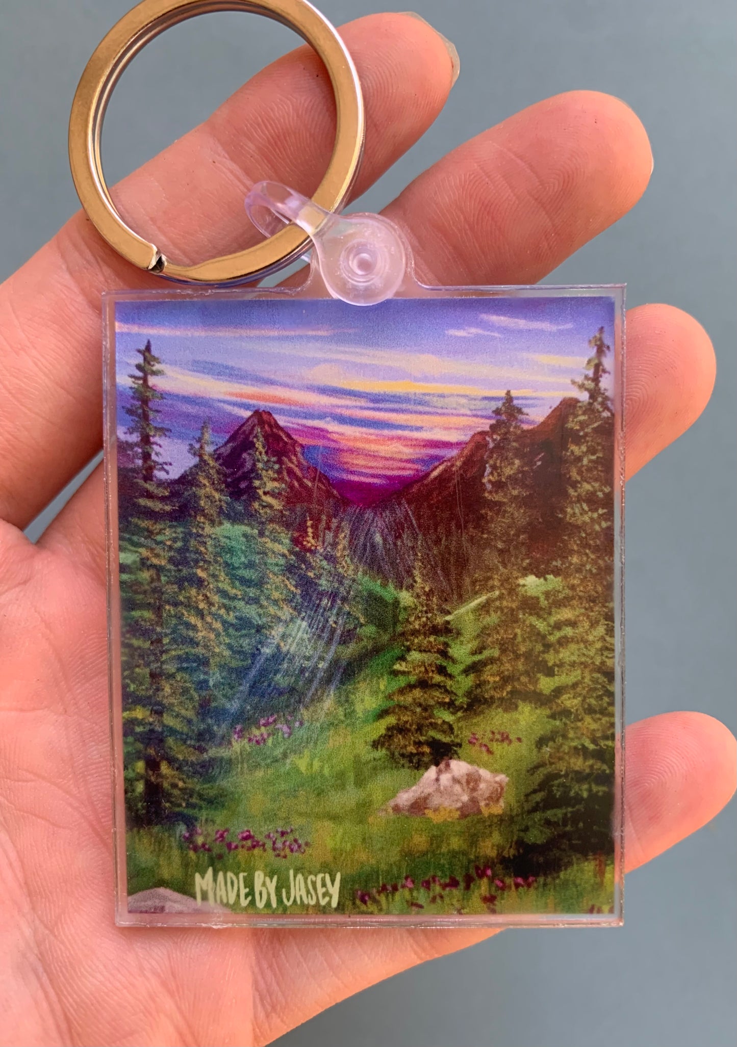 Sunset Mountains Landscape Acrylic Keychain