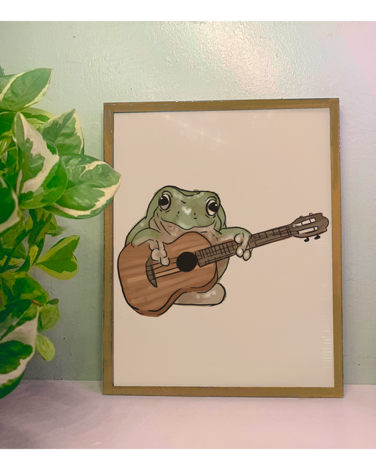 Frog with Guitar Art Print