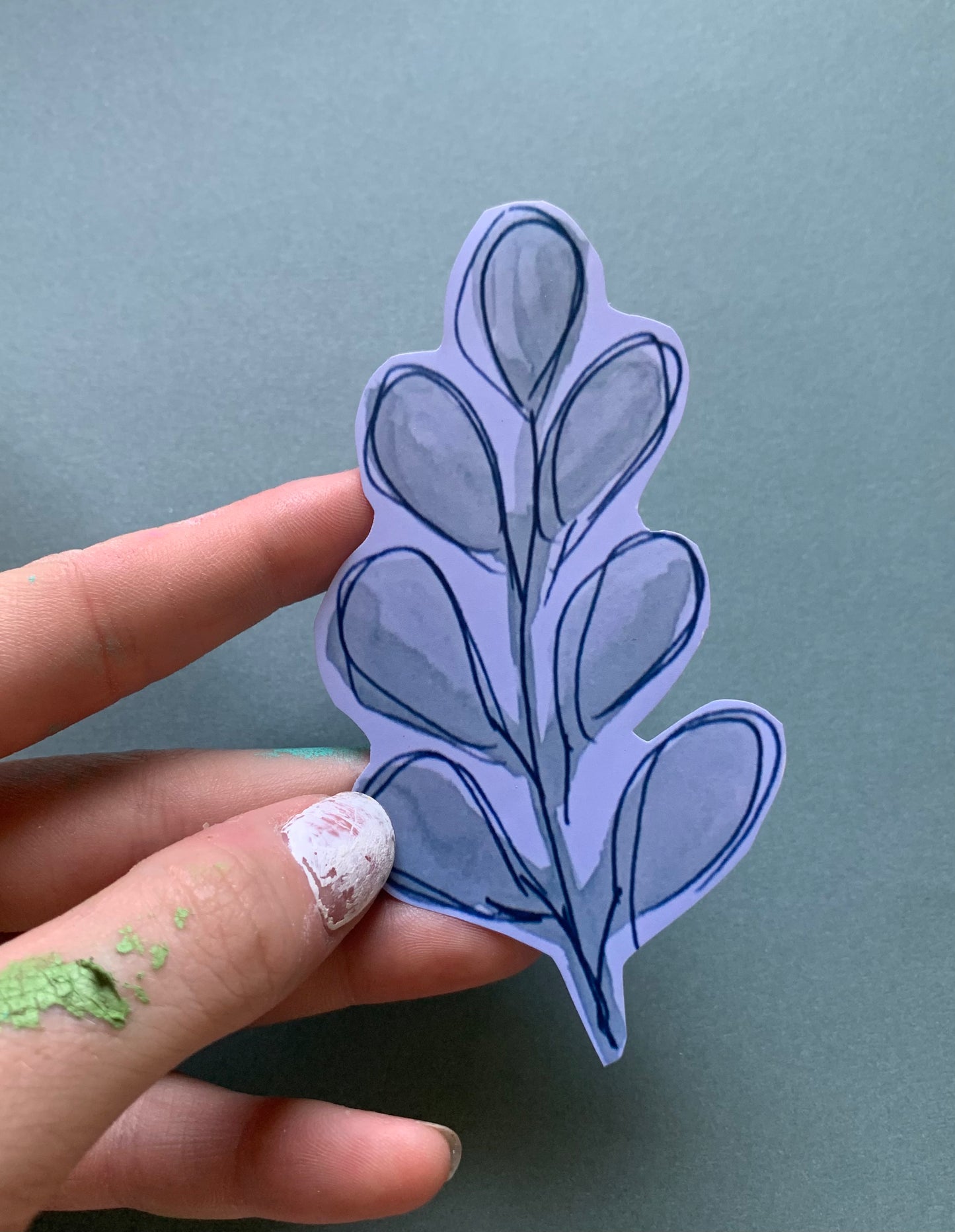 Greenery Watercolor Doodle Sticker