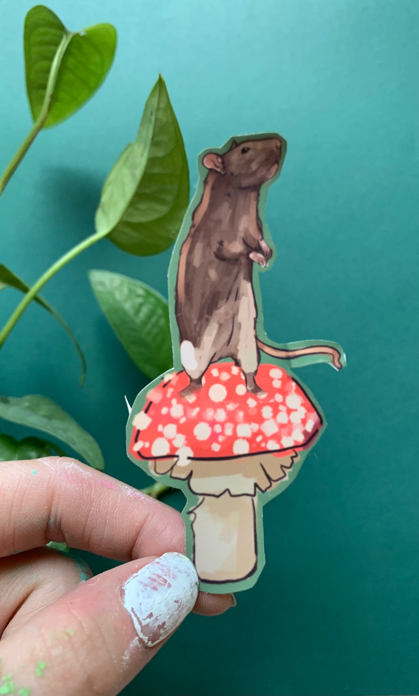 Rat on Mushroom Sticker