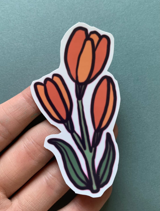 Orange & Pink Tulip Sticker