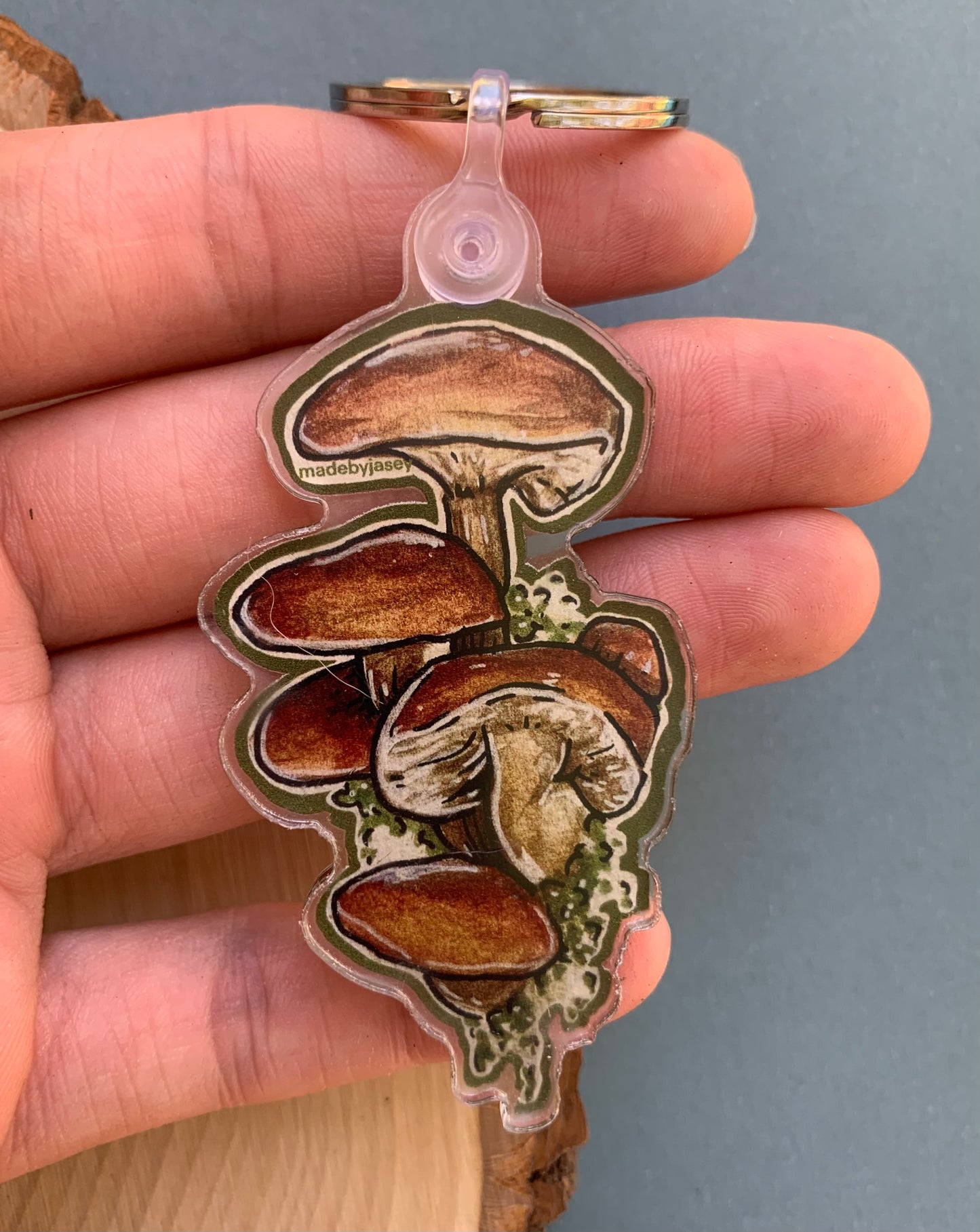 Brown Mushroom Acrylic Keychain