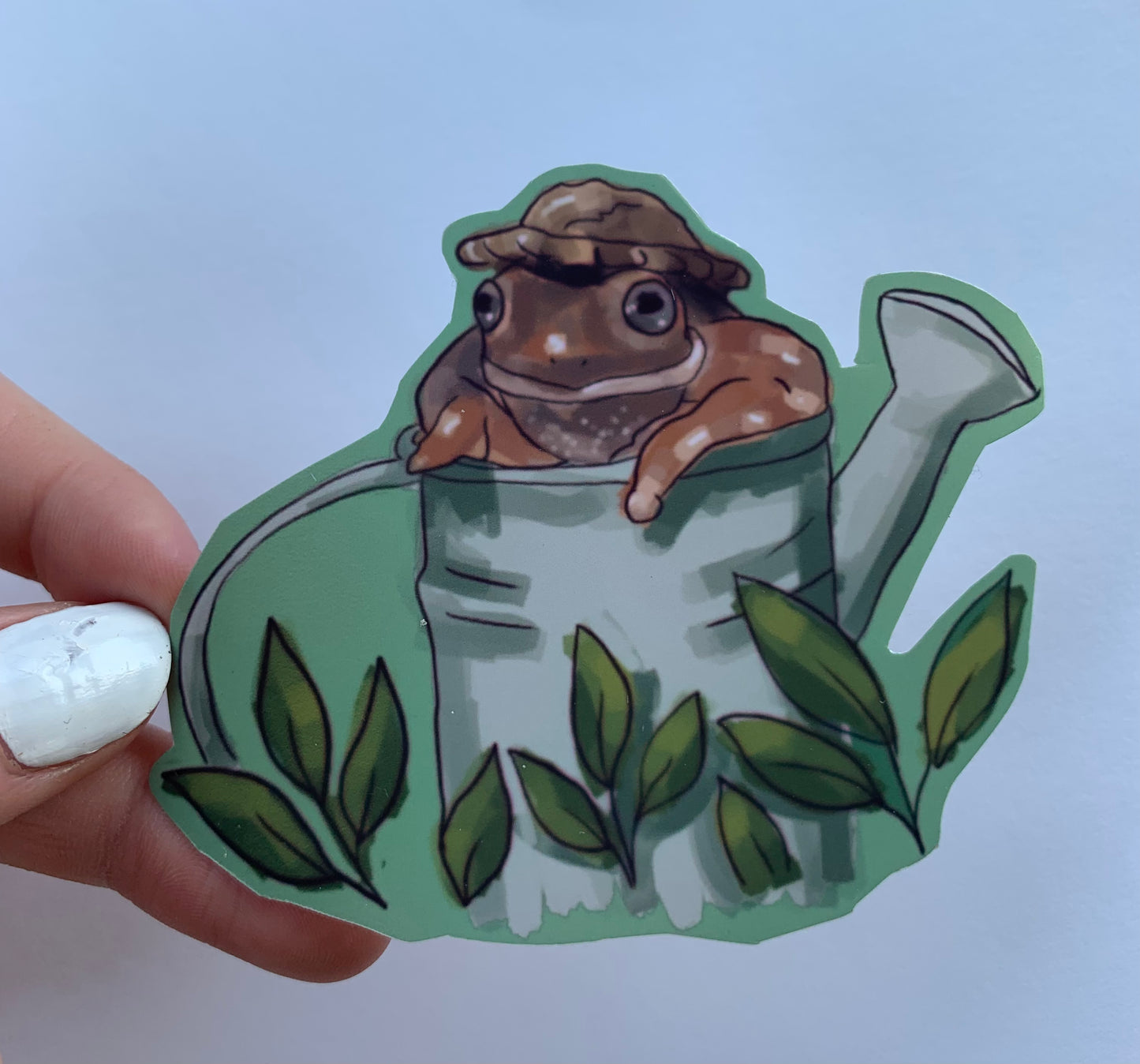 Frog in Watering Can Sticker