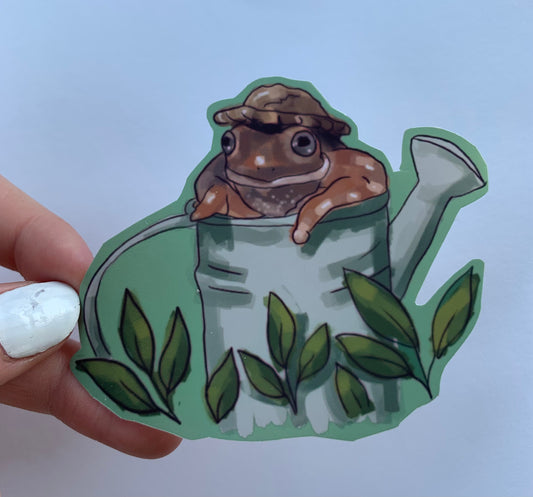 Frog in Watering Can Sticker