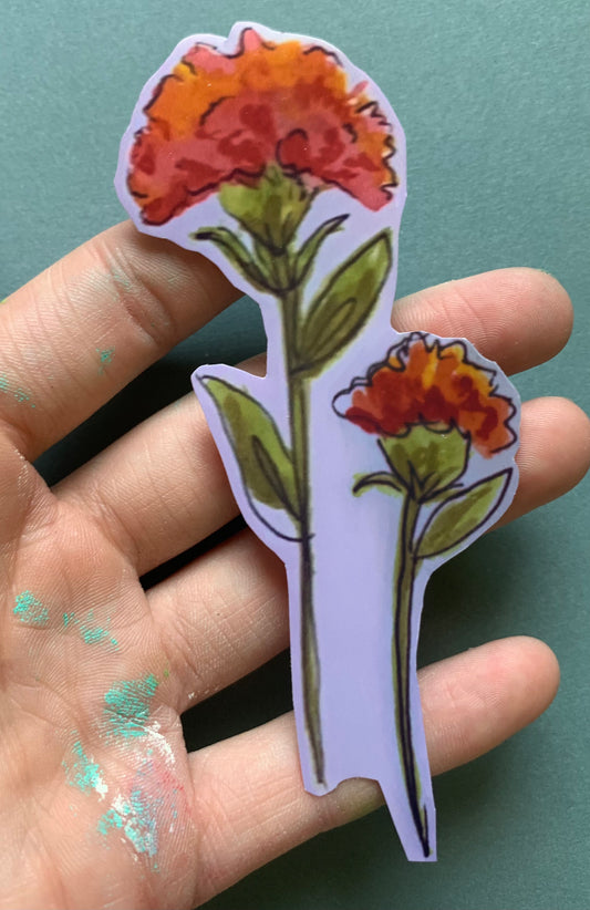 Two Marigold Watercolor Doodle Sticker