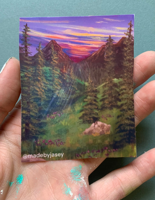 Colorful Sunset Mountain Landscape Sticker