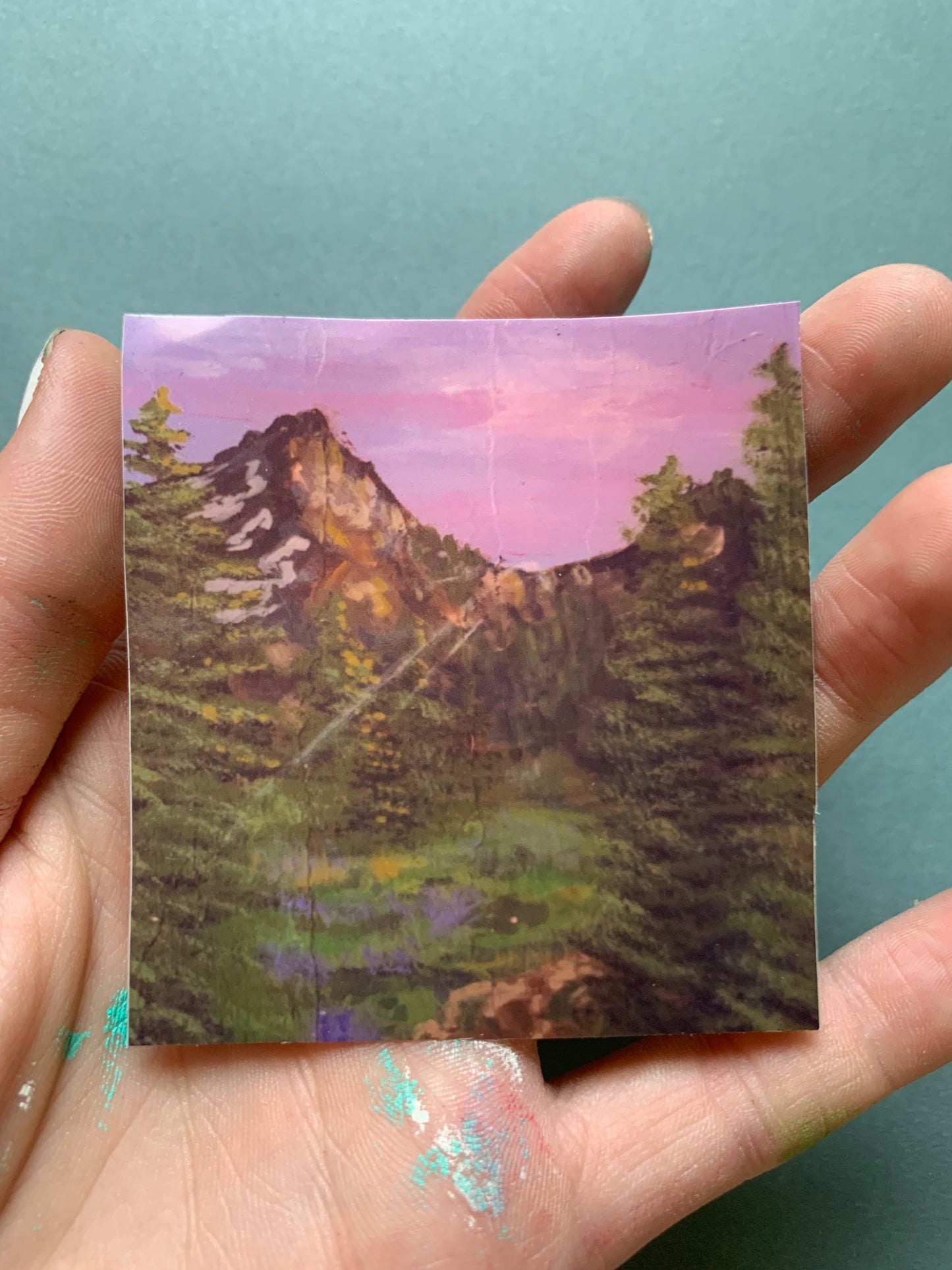 Purple Sunset Mountain Landscape Sticker