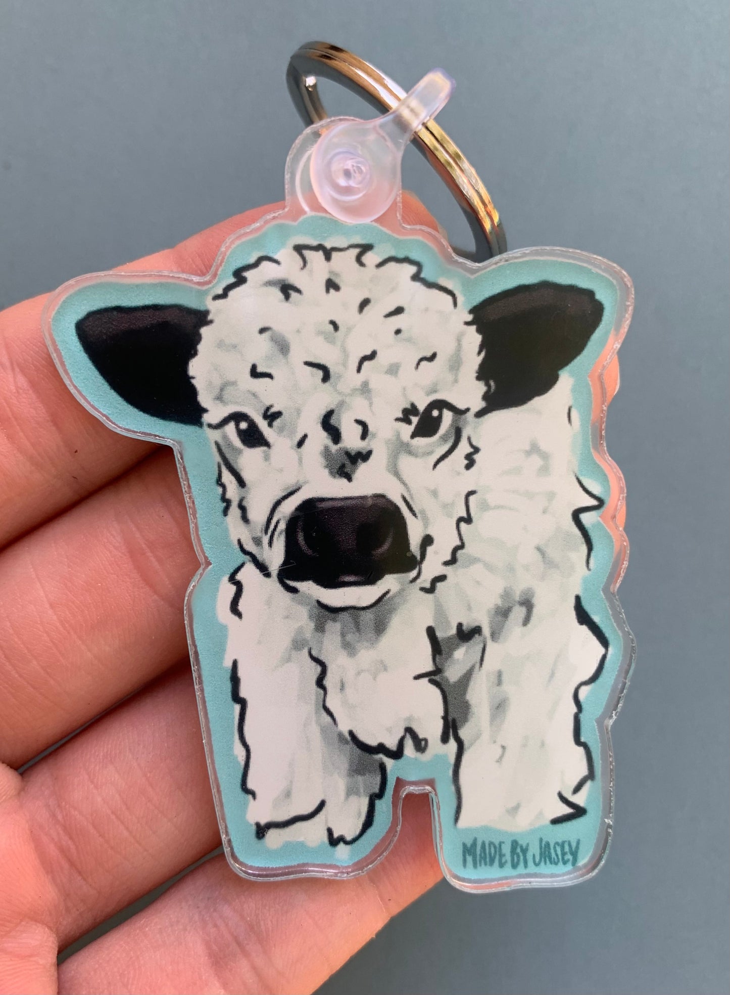 Fluffy Cow Acrylic Keychain