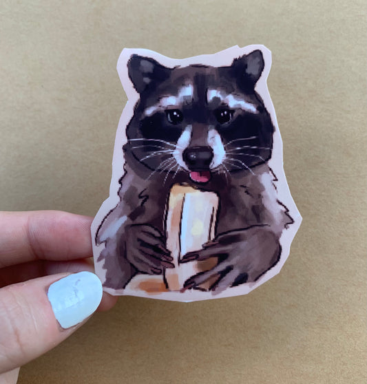 Raccoon with Banana Sticker