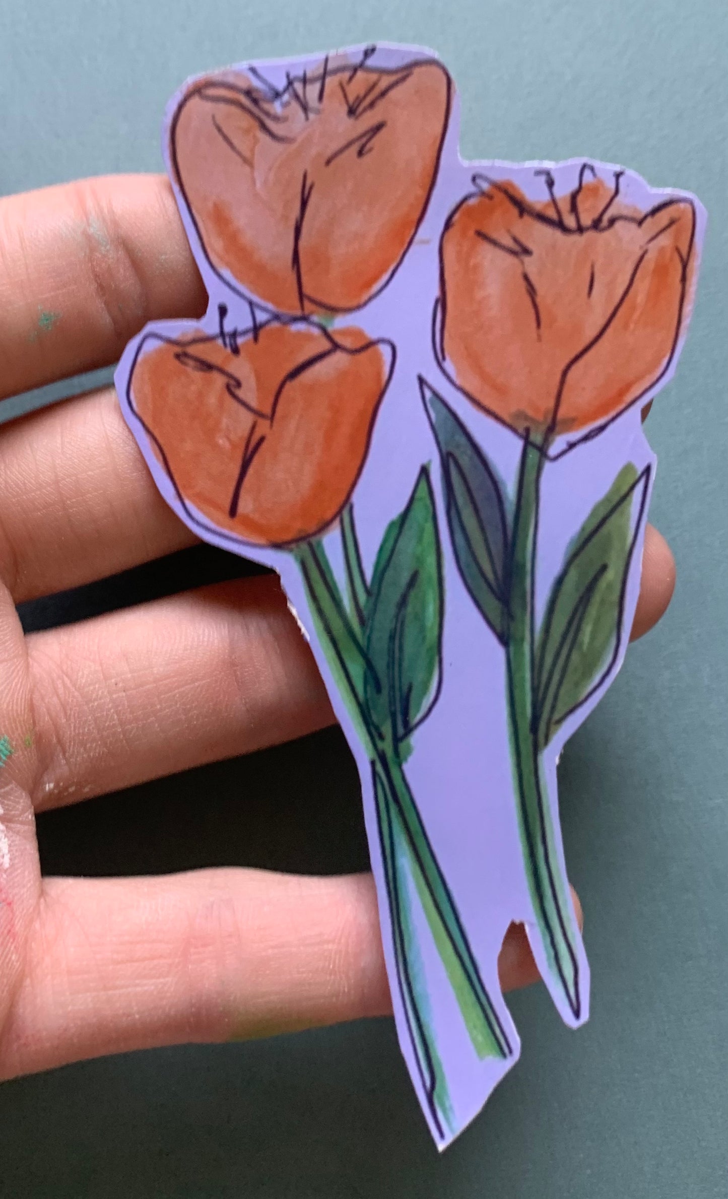 Orange Flowers Watercolor Doodle Sticker